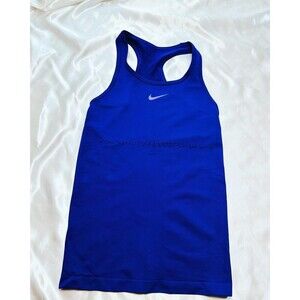 Nike Pro Dri-FIT Women's Cropped Training Tank Top Indigo SZ M Fitted Racerback